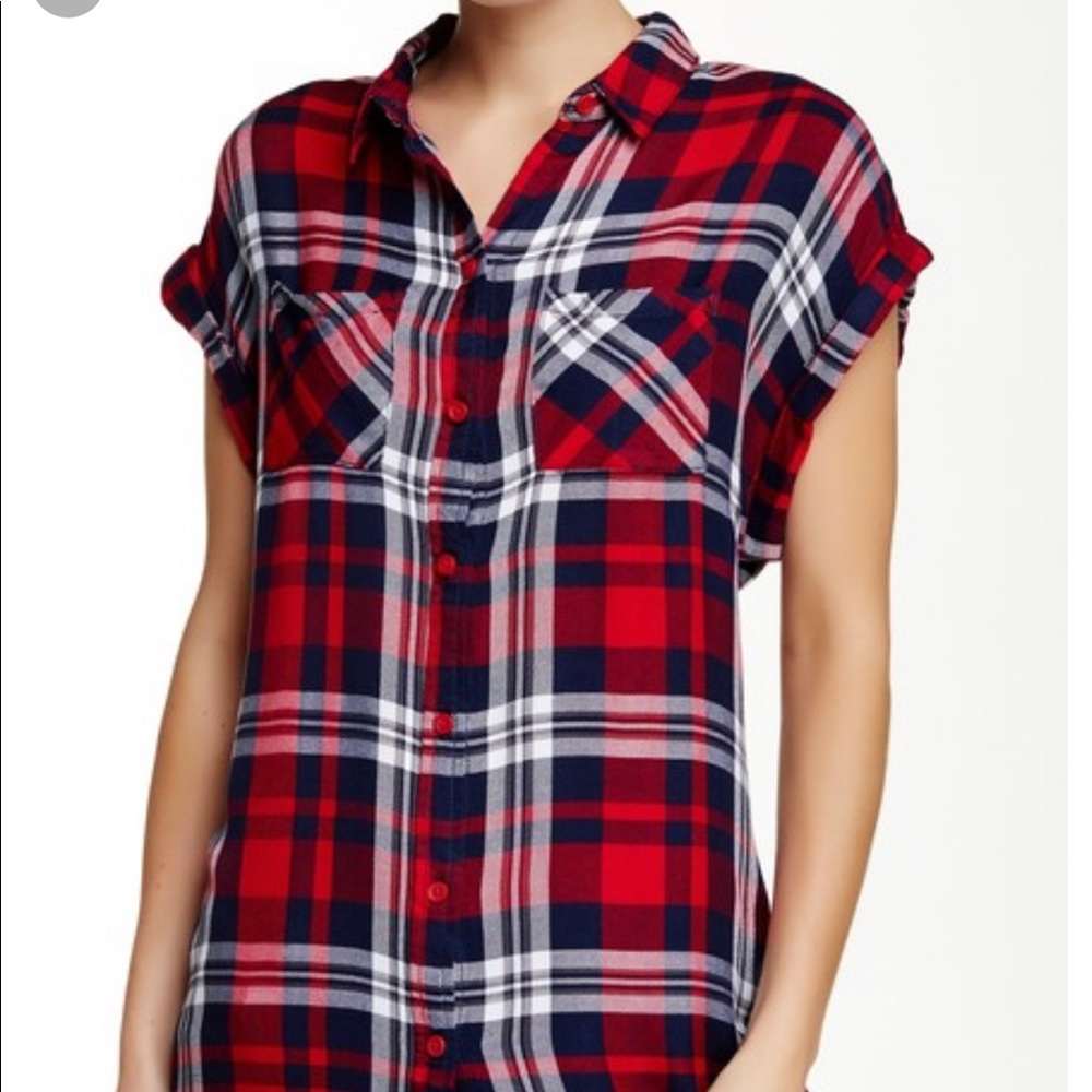 Beachlunchlounge  Plaid Sleeveless Button Down